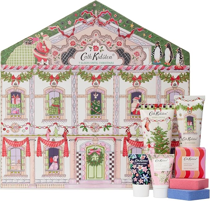 Cath Kidston بيت دمى كاث كيدستون | سبعة أيام حتى عيد الميلاد مع 7 منتجات للعناية بالجسم تشمل لوشن الجسم و 2 فوار استحمام | حجم سفر وصديق للنباتيين | هدية تجميل لها - Image 2